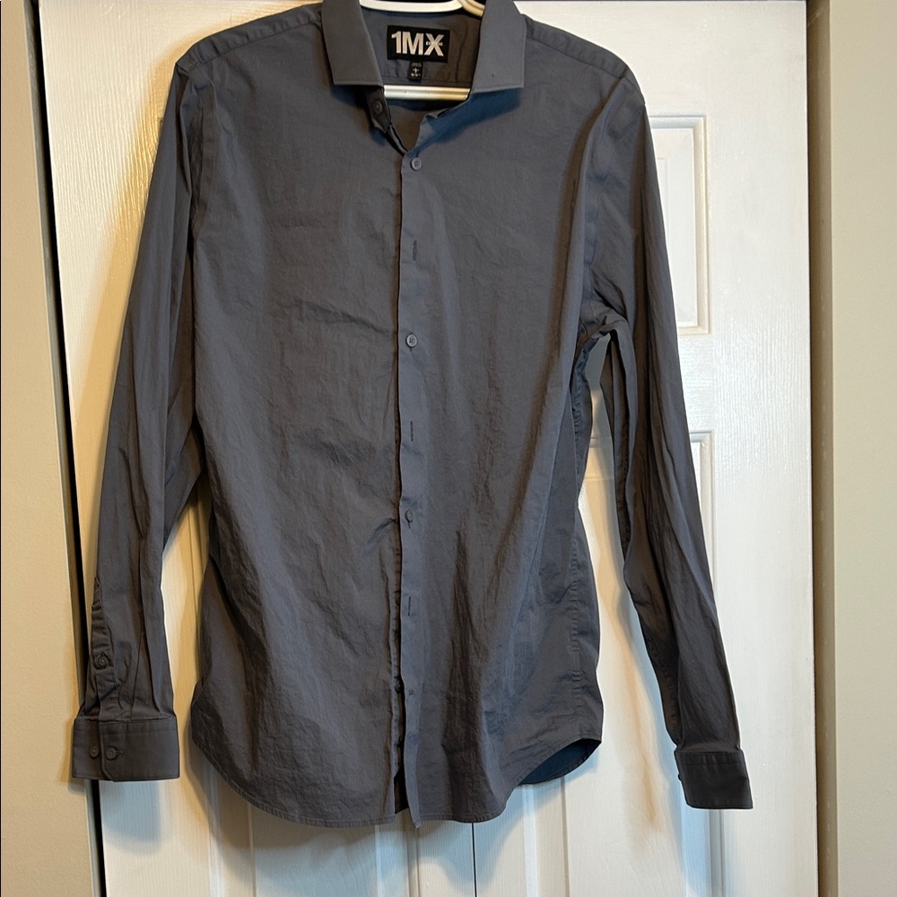 Express Men's Charcoal Button-Down Shirt